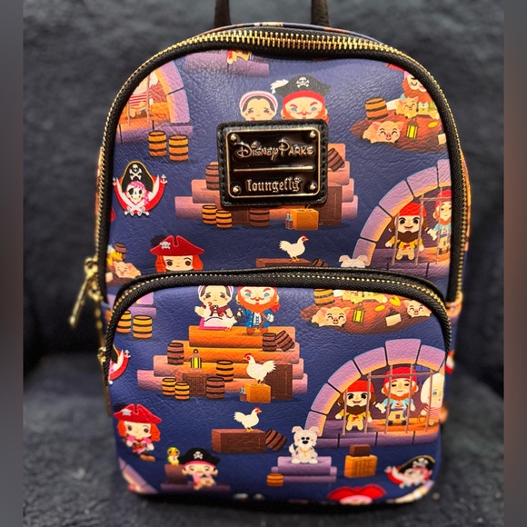 NWT Loungefly Disney Parks Pirates of the Caribbean chibi AOP mini backpack main image 8